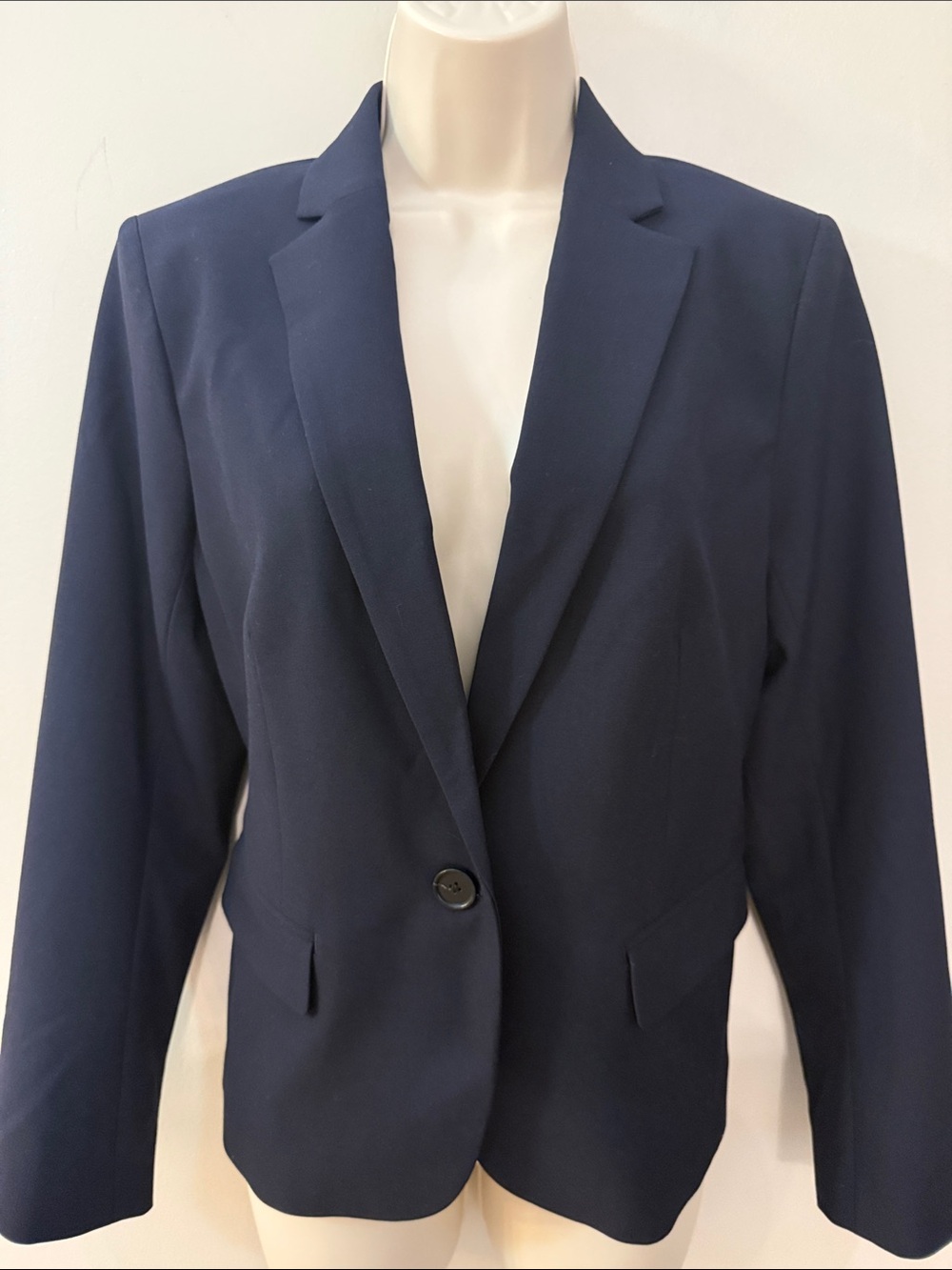 Ann Taylor Classic Navy Single-Button Blazer women’s business preppy 10 petite